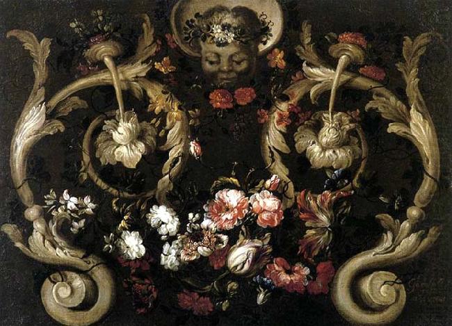 CORTE, Gabriel de la. Grotesques with Flowers china oil painting image